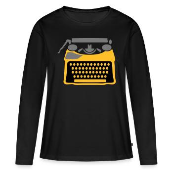 machine ecrire - T-shirt manches longues Premium bio Femme - noir - Devant - Julia (174cm)