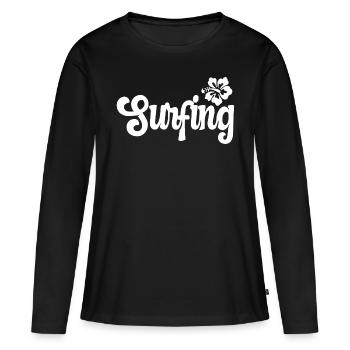 Cadeau de surf fille surfeur surf surf - T-shirt manches longues Premium bio Femme - noir - Devant - Julia (174cm)
