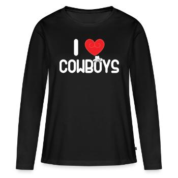 I Love Cowboys I Heart Cowboys - T-shirt manches longues Premium bio Femme - noir - Devant - Julia (174cm)