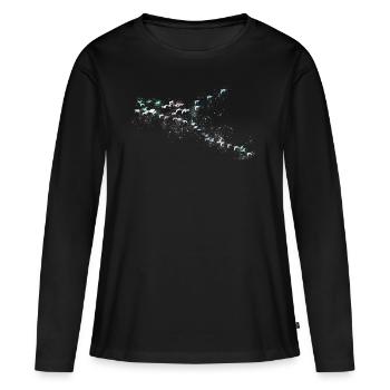 oiseaux migrateurs, oiseaux, troupeaux d’oiseaux, colorés, graffitis, vol - T-shirt manches longues Premium bio Femme - noir - Devant - Julia (174cm)