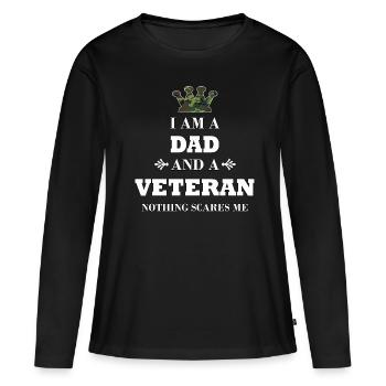 Papa & Vétéran, Soldat, Militaire, Meilleur Papa - T-shirt manches longues Premium bio Femme - noir - Devant - Julia (174cm)