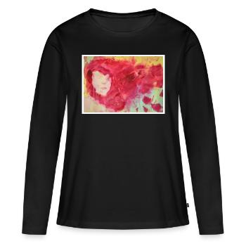 Reproduction d'art originale "Rousse" - T-shirt manches longues Premium bio Femme - noir - Devant - Julia (174cm)