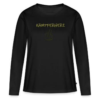 Proverbs - FIGHTER HEART - Women's Premium Organic Long Sleeve Shirt - black - Front - Julia (174cm)