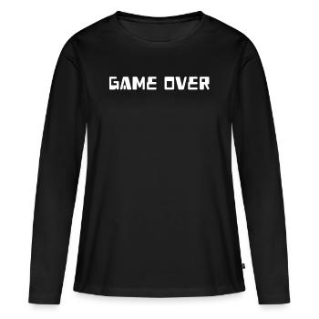 Game over - T-shirt manches longues Premium bio Femme - noir - Devant - Julia (174cm)