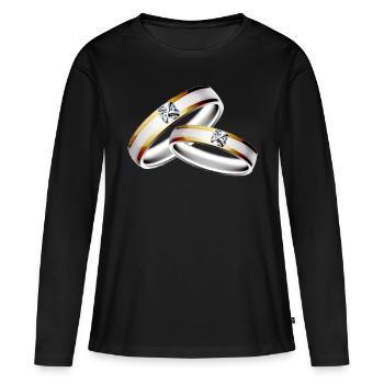 Hochzeit Ehe Junggesellenabend Ringe Verlobung - Frauen Premium Bio Langarmshirt - Schwarz - Vorne - Julia (174cm)