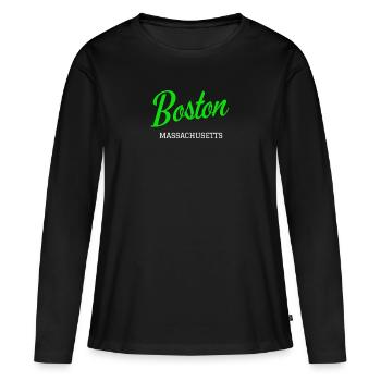 Boston - T-shirt manches longues Premium bio Femme - noir - Devant - Julia (174cm)
