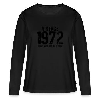1972 - T-shirt manches longues Premium bio Femme - noir - Devant - Julia (174cm)