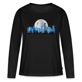 Mondlicht Stadtbild - Frauen Premium Bio Langarmshirt - Schwarz - Vorne - Julia (174cm)