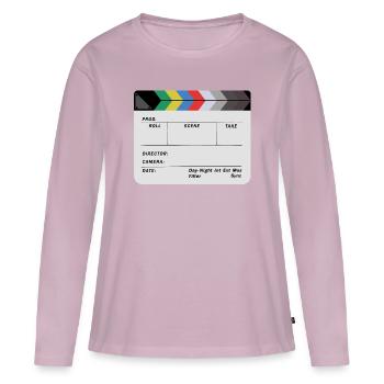 Clapperboard design blank - Women's Premium Organic Long Sleeve Shirt - dusky pink - Front - Julia (174cm)