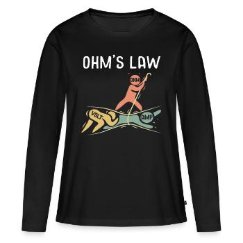 La loi de l’électrotechnique blague - T-shirt manches longues Premium bio Femme - noir - Devant - Julia (174cm)