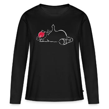 Chat nope pas de majeur noël non noël - T-shirt manches longues Premium bio Femme - noir - Devant - Julia (174cm)