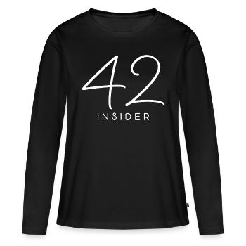 42 insider Film Galaxis Anhalter Spruch Schrift - Frauen Premium Bio Langarmshirt - Schwarz - Vorne - Julia (174cm)