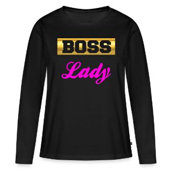 Patron Lady Woman Design - T-shirt manches longues Premium bio Femme - noir - Devant - Julia (174cm)