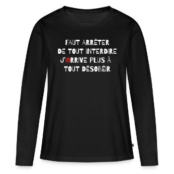 tee shirt anarchie anarchy anti social anarchiste - T-shirt manches longues Premium bio Femme - noir - Devant - Julia (174cm)