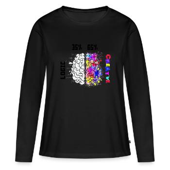 Cerveau, créativité et logique - T-shirt manches longues Premium bio Femme - noir - Devant - Julia (174cm)