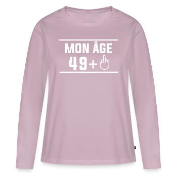 mon âge 49+1 - T-shirt manches longues Premium bio Femme - rose poudré - Devant - Julia (174cm)