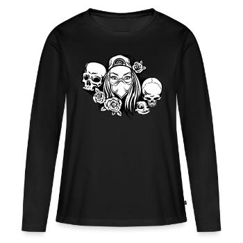 Metal Lady avec masque - T-shirt manches longues Premium bio Femme - noir - Devant - Julia (174cm)
