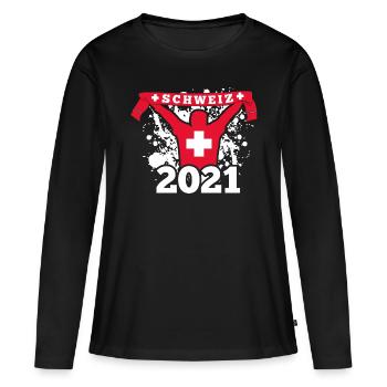 Suisse Football Articles de football 2021 - T-shirt manches longues Premium bio Femme - noir - Devant - Julia (174cm)