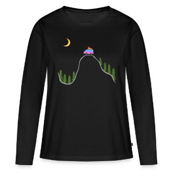 Campingbus Forêt, Tente, Camper, Wilds, Sur le toit - T-shirt manches longues Premium bio Femme - noir - Devant - Julia (174cm)