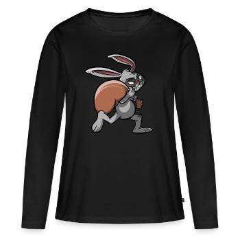 Voleur de banque - Lapin sur Raid Robbery Ganove - T-shirt manches longues Premium bio Femme - noir - Devant - Julia (174cm)