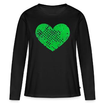 Heart with holes (green) - Women's Premium Organic Long Sleeve Shirt - black - Front - Julia (174cm)