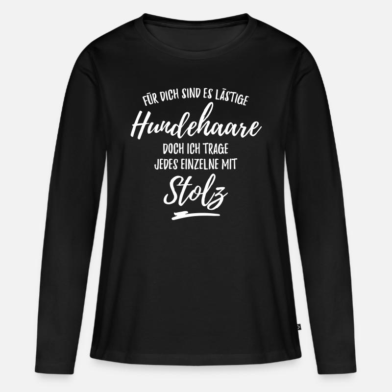 Stolzer Hundehaare-Träger - Frauen Premium Bio Langarmshirt - Schwarz