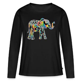 Elephant fortunately - Women's Premium Organic Long Sleeve Shirt - black - Front - Julia (174cm)