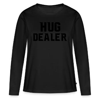 HUG DEALER - T-shirt manches longues Premium bio Femme - noir - Devant - Julia (174cm)