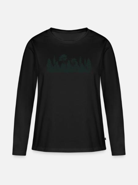 Bäume - Frauen Premium Bio Langarmshirt - Schwarz