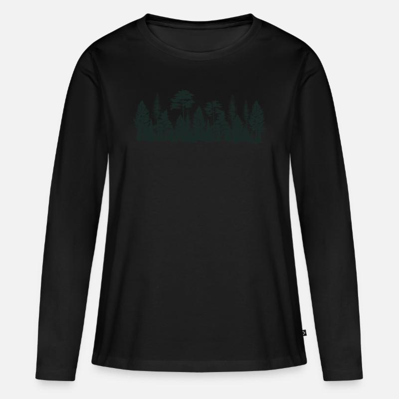 Bäume - Frauen Premium Bio Langarmshirt - Schwarz