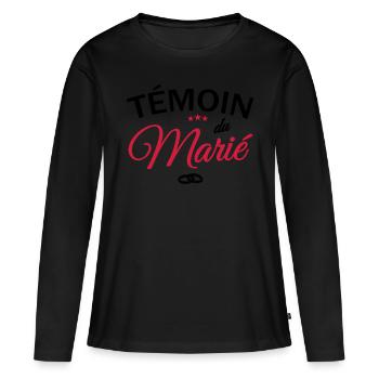 Témoin du marié - T-shirt manches longues Premium bio Femme - noir - Devant - Julia (174cm)