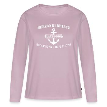 Herzankerplatz - Langeoog - Frauen Premium Bio Langarmshirt - Altrosa - Vorne - Julia (174cm)