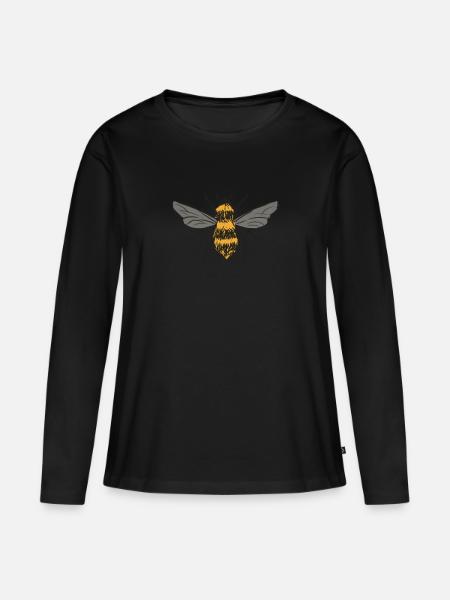 Realistische Bienen Illustration - Frauen Premium Bio Langarmshirt - Schwarz