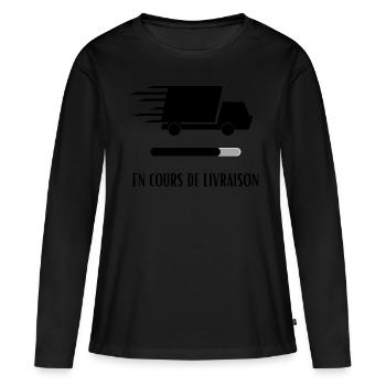 camion de livraison rapide - T-shirt manches longues Premium bio Femme - noir - Devant - Julia (174cm)