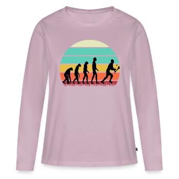 Die Evolution von Hurling - Frauen Premium Bio Langarmshirt - Altrosa - Vorne - Julia (174cm)