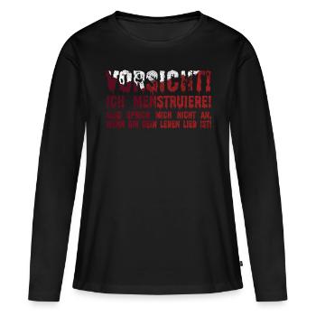 Ich menstruiere! Shirt für Frauen - Frauen Premium Bio Langarmshirt - Schwarz - Vorne - Julia (174cm)