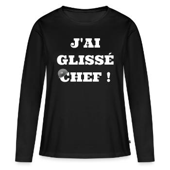 J’ai glissé chef ! - T-shirt manches longues Premium bio Femme - noir - Devant - Julia (174cm)