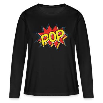 POP - Comic Strip Action Bubble - Pop-Art – gelb - Frauen Premium Bio Langarmshirt - Schwarz - Vorne - Julia (174cm)
