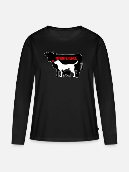 Tiere Kuh Hund Katze NO DIFFERENCE Vegan Geschenk - Frauen Premium Bio Langarmshirt - Schwarz