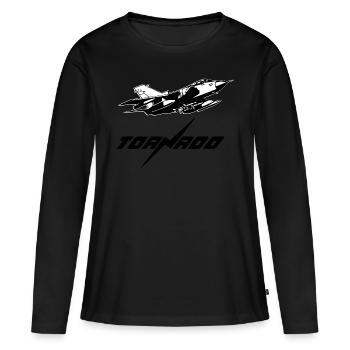 TORNADO - Frauen Premium Bio Langarmshirt - Schwarz - Vorne - Julia (174cm)