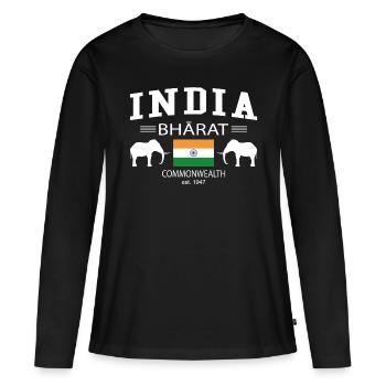 Inde - T-shirt manches longues Premium bio Femme - noir - Devant - Julia (174cm)