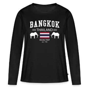 Bangkok - Frauen Premium Bio Langarmshirt - Schwarz - Vorne - Julia (174cm)