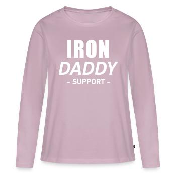 IRON DADDY SUPPORT - Frauen Premium Bio Langarmshirt - Altrosa - Vorne - Julia (174cm)