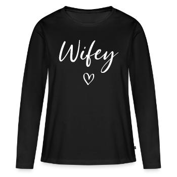 Wifey heart Femme Coeur - T-shirt manches longues Premium bio Femme - noir - Devant - Julia (174cm)