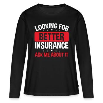 Courtier inurance Looking for better Ask me Agent - T-shirt manches longues Premium bio Femme - noir - Devant - Julia (174cm)