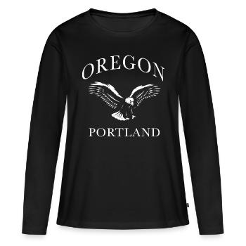 Oregon Portland Eagle - T-shirt manches longues Premium bio Femme - noir - Devant - Julia (174cm)