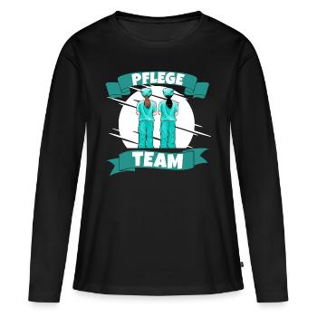 Pflege team - Frauen Premium Bio Langarmshirt - Schwarz - Vorne - Julia (174cm)