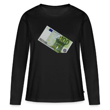 Billet de 100 euros sur fond blanc - T-shirt manches longues Premium bio Femme - noir - Devant - Julia (174cm)