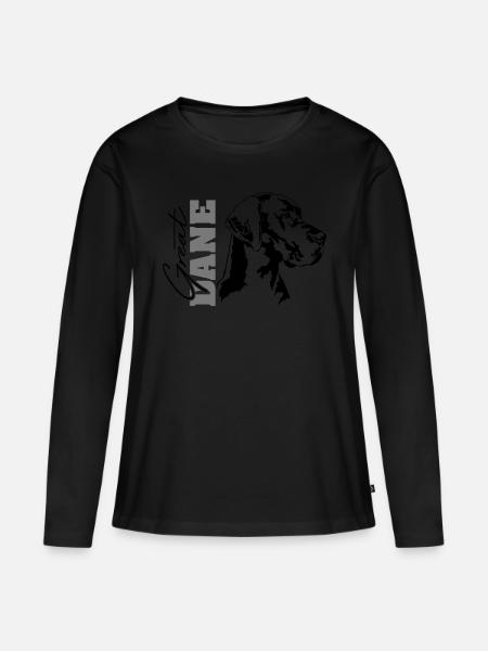 GREAT DANE Portrait Wilsigns - Frauen Premium Bio Langarmshirt - Schwarz