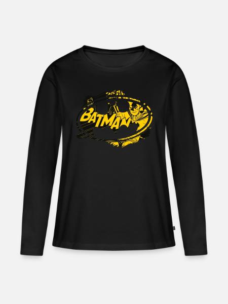Batman Logo Gelb Schwarz Muster - Premium økologisk langærmet T-shirt til kvinder - sort